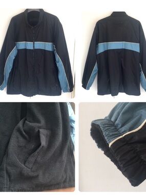 Reversible Navy Light Blue Flannel Lined Waterproof Jacket M NWOT
